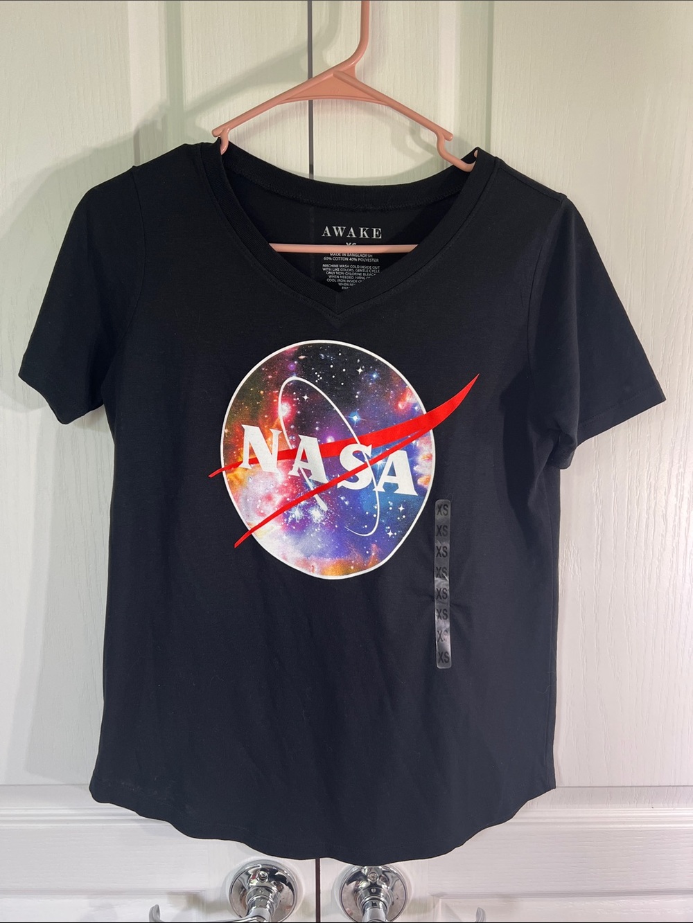 Awake Black V-Neck NASA Graphic Tee